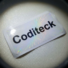 Coditeck Custom Labels with Clear PVC/PET Film Printed Holographic Starburst Graphics